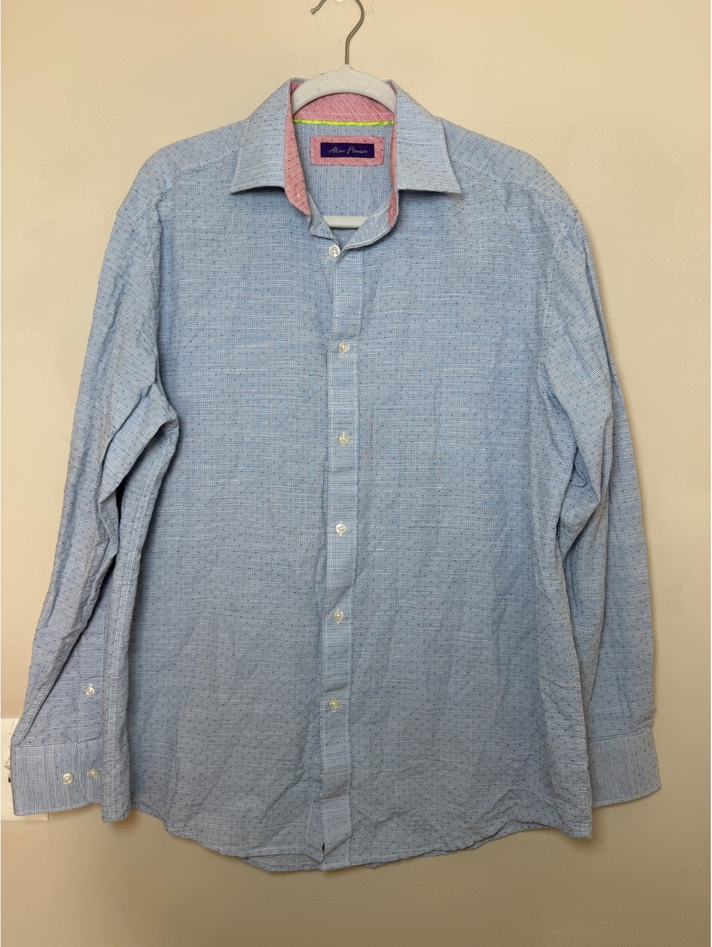 Alan Flusser Men's Blue Geometric Polka Dot Button Down Dress Shirt.